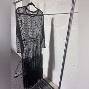 Chic Black Sheer Long Sleeve Dress